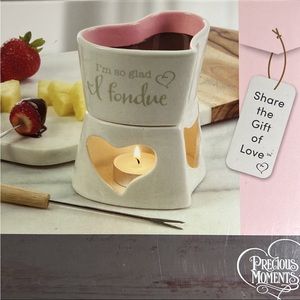 Precious Moments Fondue Set Heart “I’m So Glad I Fondue”